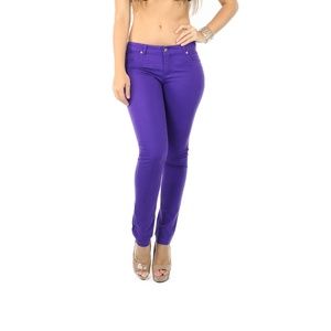Purple Cotton Twill Skinny Pants